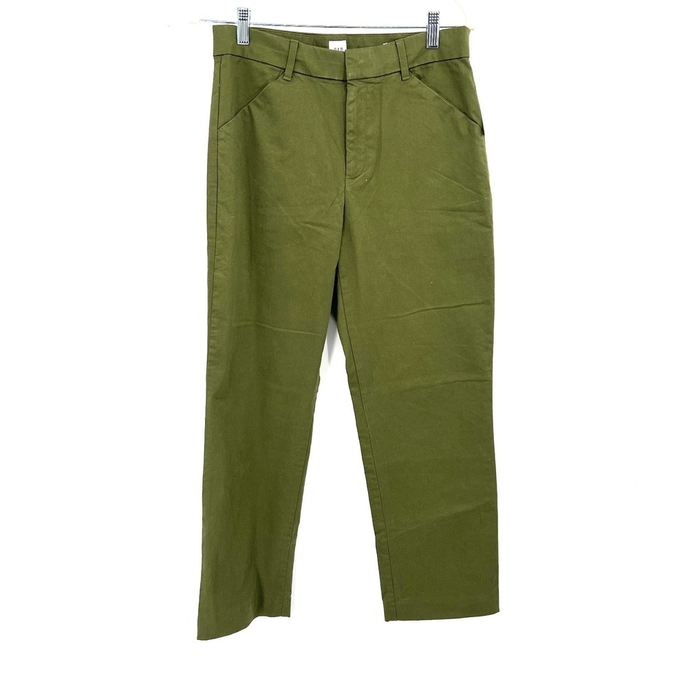 NEW Gap high rise wait slim ankle khaki pants black slim casual preppy stretch 8
